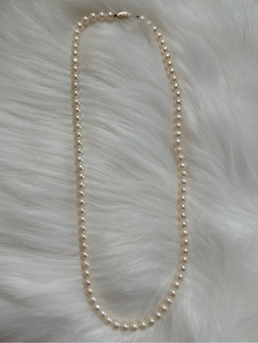 Classic White Pearl Necklace with 14k Gold Clasp